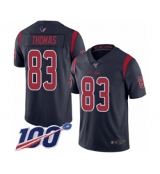 Men's Houston Texans #83 Jordan Thomas Limited Navy Blue Rush Vapor Untouchable 100th Season Football Jersey