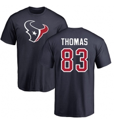 NFL Nike Houston Texans #83 Jordan Thomas Navy Blue Name & Number Logo T-Shirt