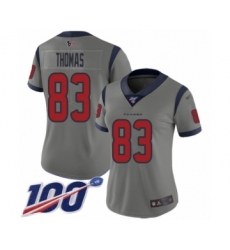 Women's Houston Texans #83 Jordan Thomas Limited Gray Inverted Legend 100th Season Football Jersey
