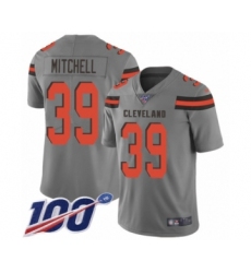 Men's Cleveland Browns #39 Terrance Mitchell Limited Gray Inverted Legend 100th Season Football Jersey