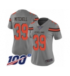 Women's Cleveland Browns #39 Terrance Mitchell Limited Gray Inverted Legend 100th Season Football Jersey