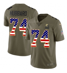 Youth Nike Cleveland Browns #74 Chris Hubbard Limited Olive USA Flag 2017 Salute to Service NFL Jersey