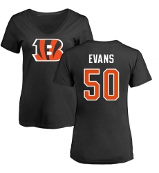 NFL Women's Nike Cincinnati Bengals #50 Jordan Evans Black Name & Number Logo T-Shirt