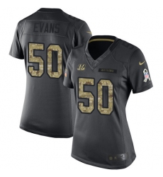 Women's Nike Cincinnati Bengals #50 Jordan Evans Limited Black 2016 Salute to Service NFL Jersey
