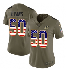 Women's Nike Cincinnati Bengals #50 Jordan Evans Limited Olive USA Flag 2017 Salute to Service NFL Jersey