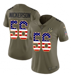 Women's Nike Cincinnati Bengals #56 Hardy Nickerson Limited Olive USA Flag 2017 Salute to Service NFL Jersey