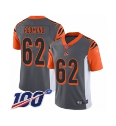 Men's Cincinnati Bengals #62 Alex Redmond Limited Silver Inverted Legend 100th Season Football Jersey