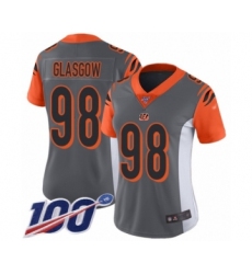 Women's Cincinnati Bengals #98 Ryan Glasgow Limited Silver Inverted Legend 100th Season Football Jersey