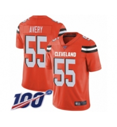 Men's Cleveland Browns #55 Genard Avery Orange Alternate Vapor Untouchable Limited Player 100th Season Football Jersey