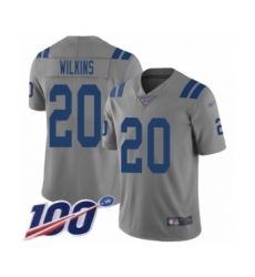 Men's Indianapolis Colts #20 Jordan Wilkins Limited Gray Inverted Legend 100th Season Football Jersey
