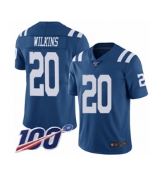 Men's Indianapolis Colts #20 Jordan Wilkins Limited Royal Blue Rush Vapor Untouchable 100th Season Football Jersey