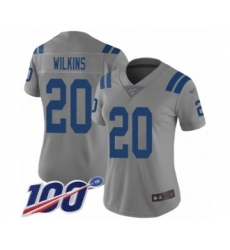Women's Indianapolis Colts #20 Jordan Wilkins Limited Gray Inverted Legend 100th Season Football Jersey