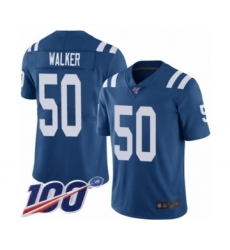 Men's Indianapolis Colts #50 Anthony Walker Royal Blue Team Color Vapor Untouchable Limited Player 100th Season Football Jersey