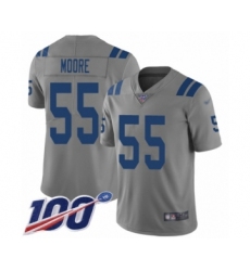 Men's Indianapolis Colts #55 Skai Moore Limited Gray Inverted Legend 100th Season Football Jersey