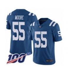 Men's Indianapolis Colts #55 Skai Moore Limited Royal Blue Rush Vapor Untouchable 100th Season Football Jersey