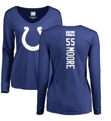 NFL Women's Nike Indianapolis Colts #55 Skai Moore Royal Blue Backer Long Sleeve T-Shirt