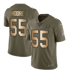 Youth Nike Indianapolis Colts #55 Skai Moore Limited Olive Gold 2017 Salute to Service NFL Jersey