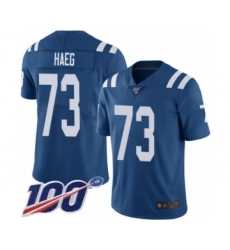 Men's Indianapolis Colts #73 Joe Haeg Royal Blue Team Color Vapor Untouchable Limited Player 100th Season Football Jersey