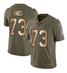 Youth Nike Indianapolis Colts #73 Joe Haeg Limited Olive Gold 2017 Salute to Service NFL Jersey