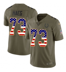 Youth Nike Indianapolis Colts #73 Joe Haeg Limited Olive USA Flag 2017 Salute to Service NFL Jersey