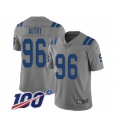 Men's Indianapolis Colts #96 Denico Autry Limited Gray Inverted Legend 100th Season Football Jersey