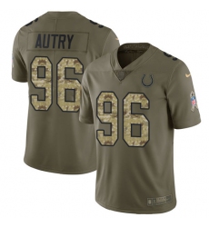Men's Nike Indianapolis Colts #96 Denico Autry Limited Olive Camo 2017 Salute to Service NFL Jersey