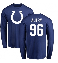 NFL Nike Indianapolis Colts #96 Denico Autry Royal Blue Name & Number Logo Long Sleeve T-Shirt