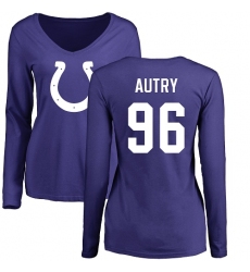 NFL Women's Nike Indianapolis Colts #96 Denico Autry Royal Blue Name & Number Logo Long Sleeve T-Shirt