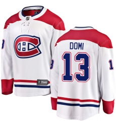 Youth Montreal Canadiens #13 Max Domi Authentic White Away Fanatics Branded Breakaway NHL Jersey