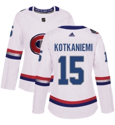 Women's Adidas Montreal Canadiens #15 Jesperi Kotkaniemi Authentic White 2017 100 Classic NHL Jersey