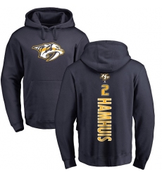 NHL Adidas Nashville Predators #2 Dan Hamhuis Navy Blue Backer Pullover Hoodie