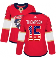 Women's Adidas Florida Panthers #15 Paul Thompson Authentic Red USA Flag Fashion NHL Jersey