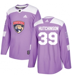 Men's Adidas Florida Panthers #39 Michael Hutchinson Authentic Purple Fights Cancer Practice NHL Jersey