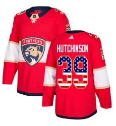 Men's Adidas Florida Panthers #39 Michael Hutchinson Authentic Red USA Flag Fashion NHL Jersey
