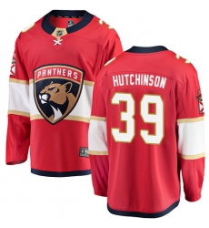 Men's Florida Panthers #39 Michael Hutchinson Authentic Red Home Fanatics Branded Breakaway NHL Jersey