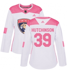 Women's Adidas Florida Panthers #39 Michael Hutchinson Authentic White Pink Fashion NHL Jersey