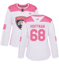 Women's Adidas Florida Panthers #68 Mike Hoffman Authentic White Pink Fashion NHL Jersey