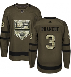 Men's Adidas Los Angeles Kings #3 Dion Phaneuf Authentic Green Salute to Service NHL Jersey