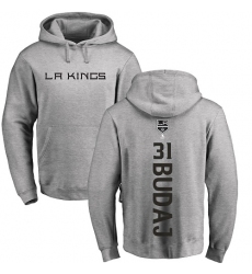 NHL Adidas Los Angeles Kings #31 Peter Budaj Ash Backer Pullover Hoodie