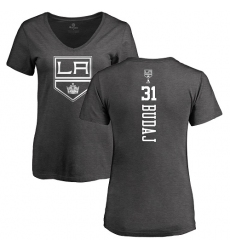 NHL Women's Adidas Los Angeles Kings #31 Peter Budaj Charcoal One Color Backer T-Shirt
