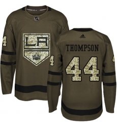 Youth Adidas Los Angeles Kings #44 Nate Thompson Authentic Green Salute to Service NHL Jersey