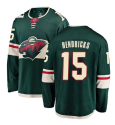 Youth Minnesota Wild #15 Matt Hendricks Authentic Green Home Fanatics Branded Breakaway NHL Jersey