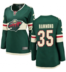 Women's Minnesota Wild #35 Andrew Hammond Authentic Green Home Fanatics Branded Breakaway NHL Jersey