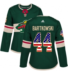 Women's Adidas Minnesota Wild #44 Matt Bartkowski Authentic Green USA Flag Fashion NHL Jersey