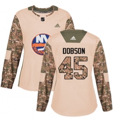 Women's Adidas New York Islanders #45 Noah Dobson Authentic Camo Veterans Day Practice NHL Jersey