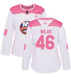 Women's Adidas New York Islanders #46 Bode Wilde Authentic White Pink Fashion NHL Jersey