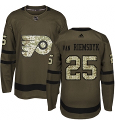Men's Adidas Philadelphia Flyers #25 James Van Riemsdyk Authentic Green Salute to Service NHL Jersey