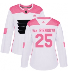 Women's Adidas Philadelphia Flyers #25 James Van Riemsdyk Authentic White Pink Fashion NHL Jersey