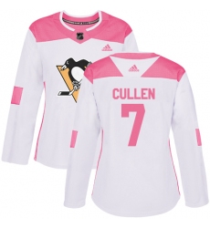 Women's Adidas Pittsburgh Penguins #7 Matt Cullen Authentic White Pink Fashion NHL Jersey