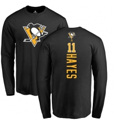 NHL Adidas Pittsburgh Penguins #11 Jimmy Hayes Black Backer Long Sleeve T-Shirt